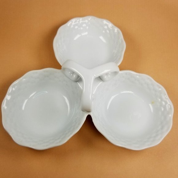 Mikasa Dining Mikasa Bridal Lace White Porcelain 3 Section Mini